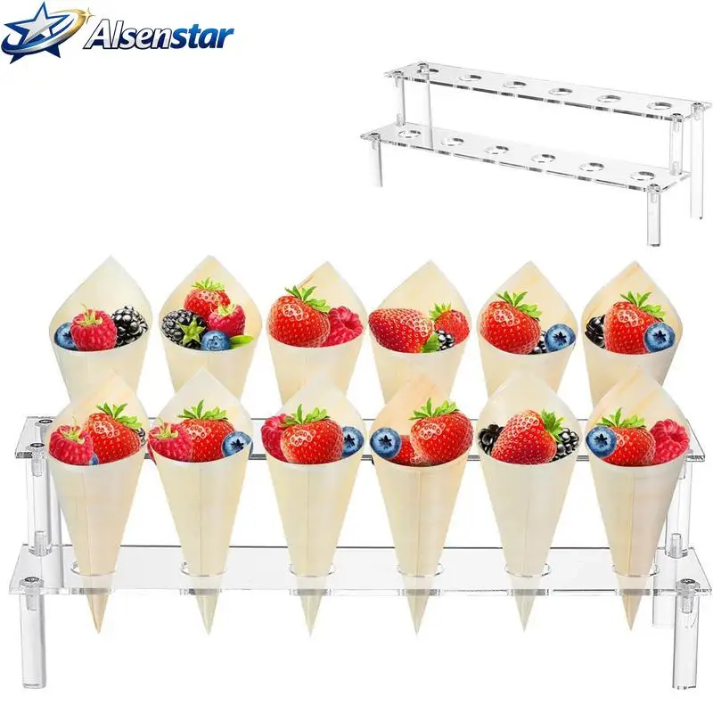Acrylic ice cream cone dessert rack tray 12 hole buffet food baking tool waffle cone display rack storage rack wedding banquet