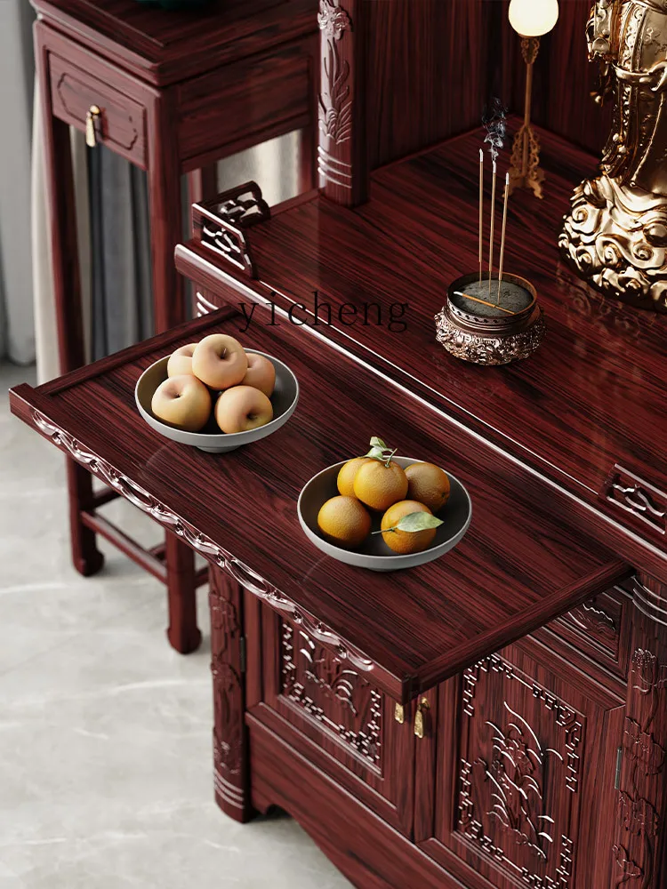 

QZT2 Rosewood Solid Wood Buddha Shrine Red Wood Offering Table Household Standing Offering Table Buddha Cabinet