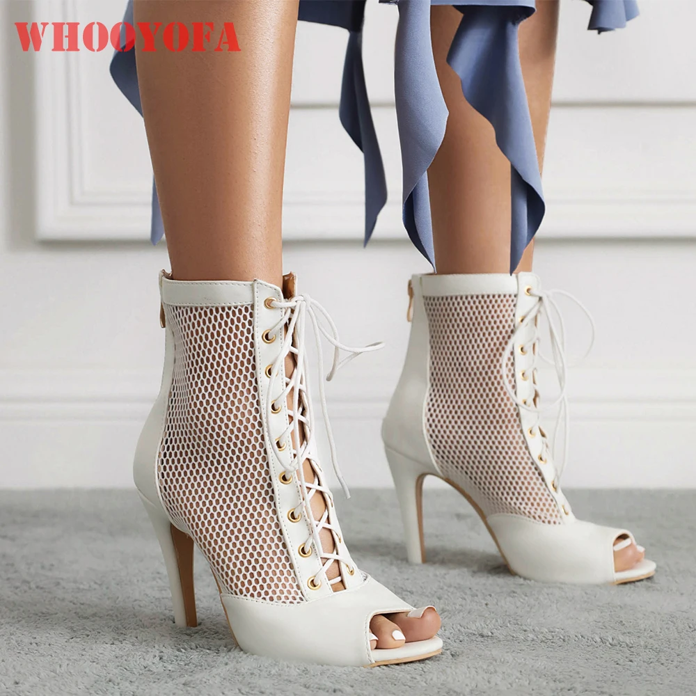 

2025 New Summer Fashion White Black Women Sandals Lace up High Spike Heels Lady Shoes Plus Small Big Size 11 32 44 48