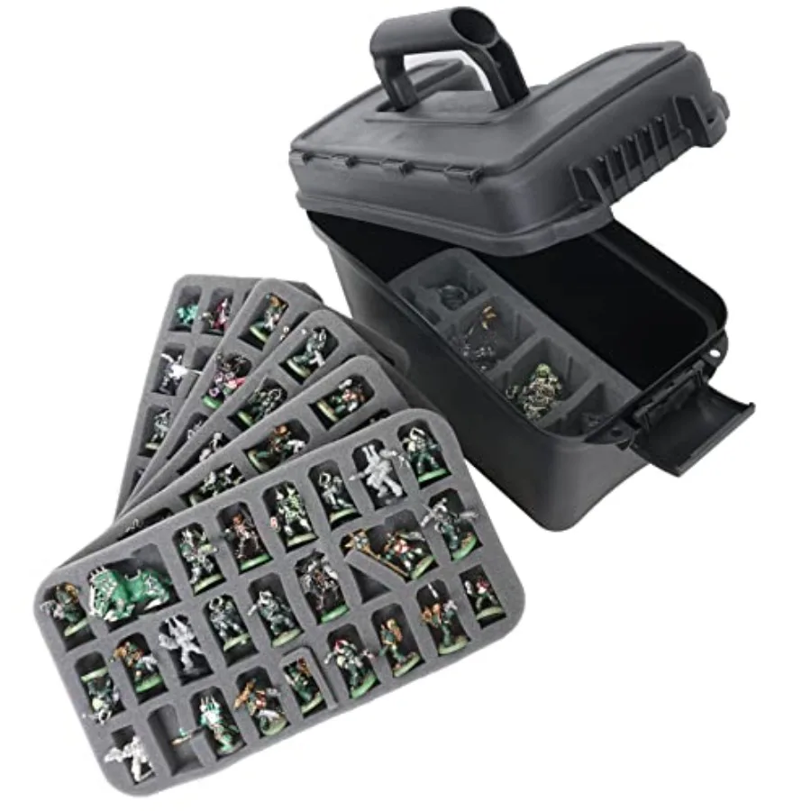 

123+ Miniature Figurine Hard Shell Carrying Case - Fits Warhammer 40k, DND, Battletech, Citadel and More! This Tabletop Army Tr