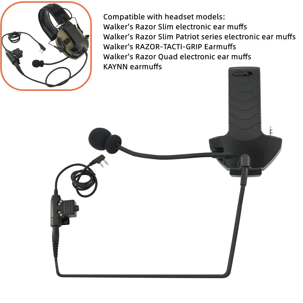 2023 New Tactical Headset Electronic Shooting Earmuff Adapter External Microphone Kit for Walker\'s Razor Electronic Earmuffs