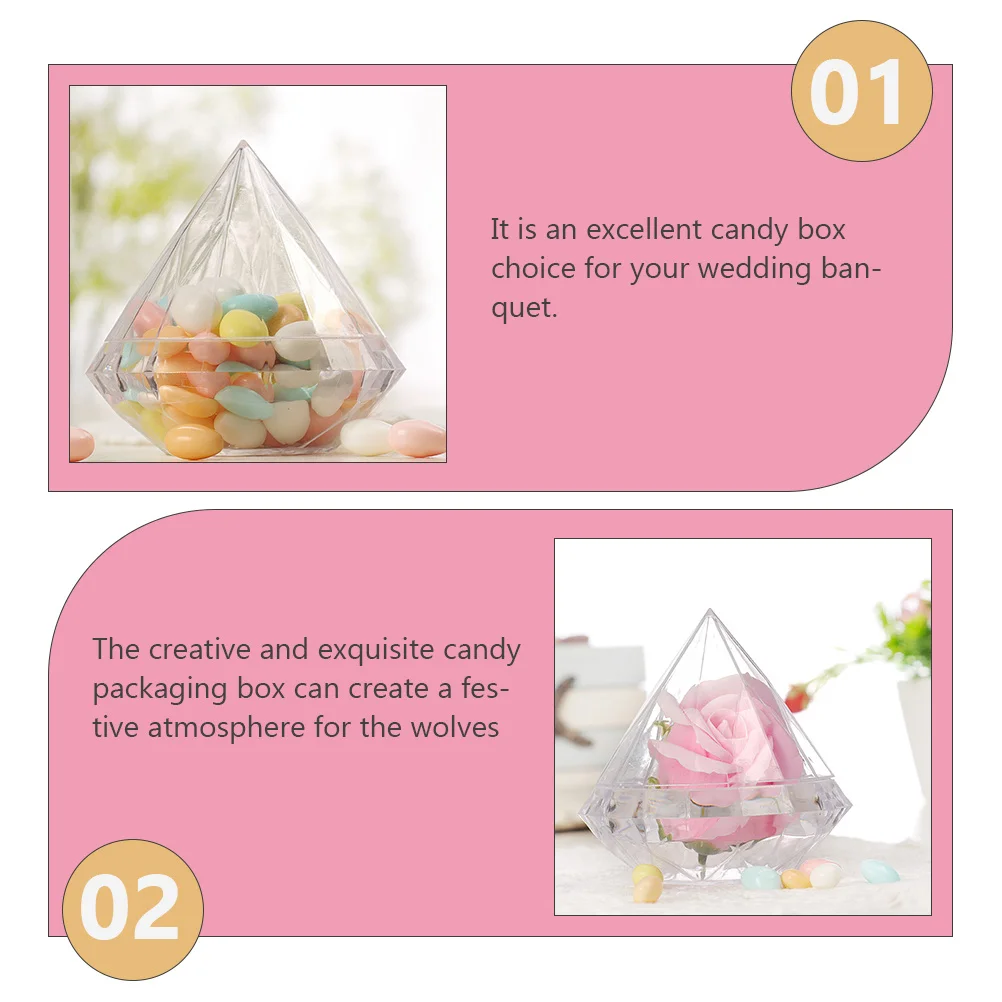 

12Pcs Diamond Shaped Candy Boxes Creative Wedding Gift Packaging Storage Box Festival Candy Wrapping Case Party Present Box