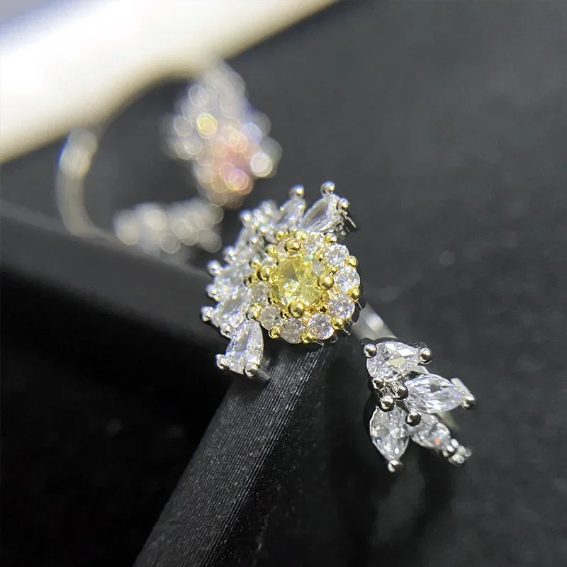 MDLFES Mo!ssan الماس نمط خمر الأحجار الكريمة الملونة مزاجه الصغيرة كبار الشعور الدائري الإناث 18K مطلي #5