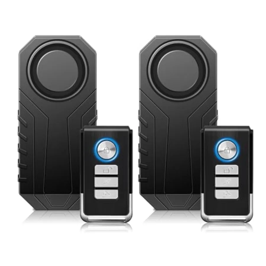 

Bike Alarm with Remote 2Pack 113dB Wireless Vibration Motion Sensor Motorcycle Alarm with Remote Anti-Theft IP65 Waterproof Veh