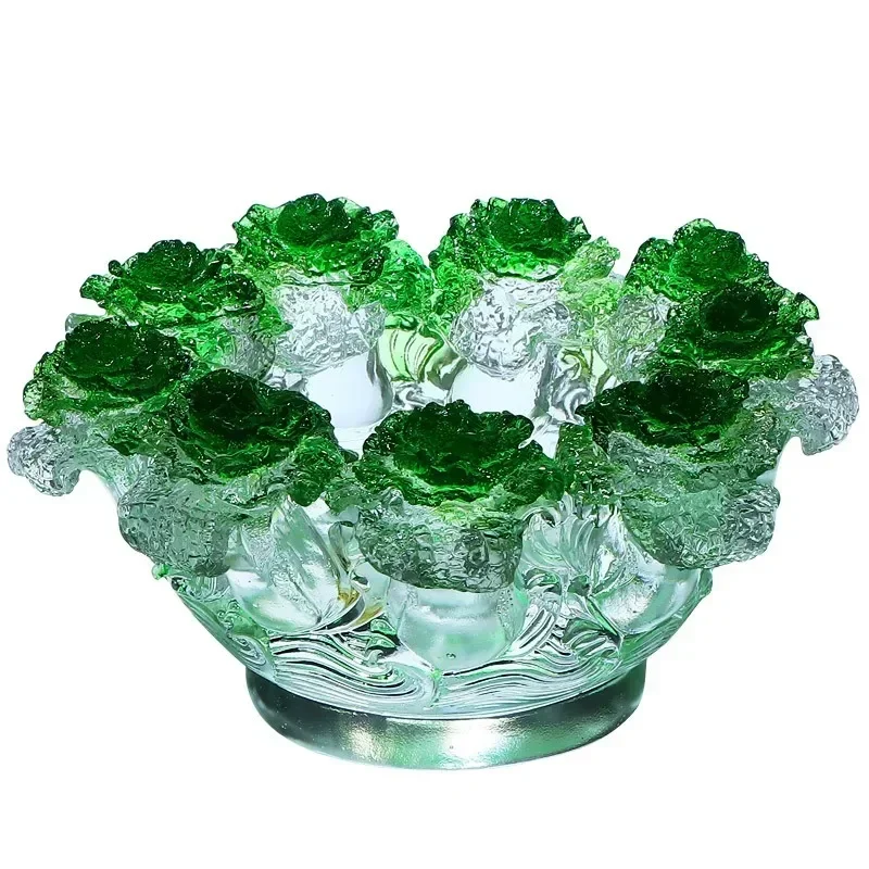 Bowl Premium Colored Glaze Embossed Little Fish Money Holder Rich Fengshui Ornament