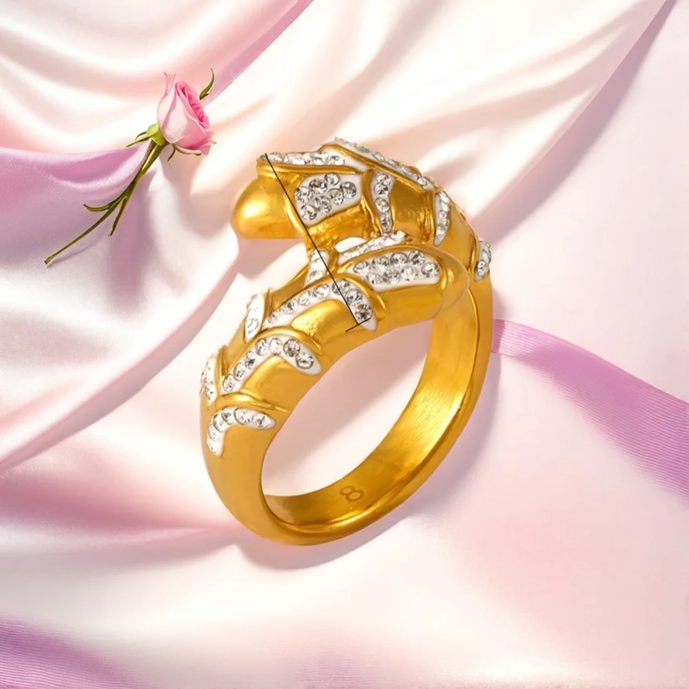 

Women's Ring Niche Style Inlaid with Zircon Irregular Design, Fashionable and Versatile Jewelry Accessories