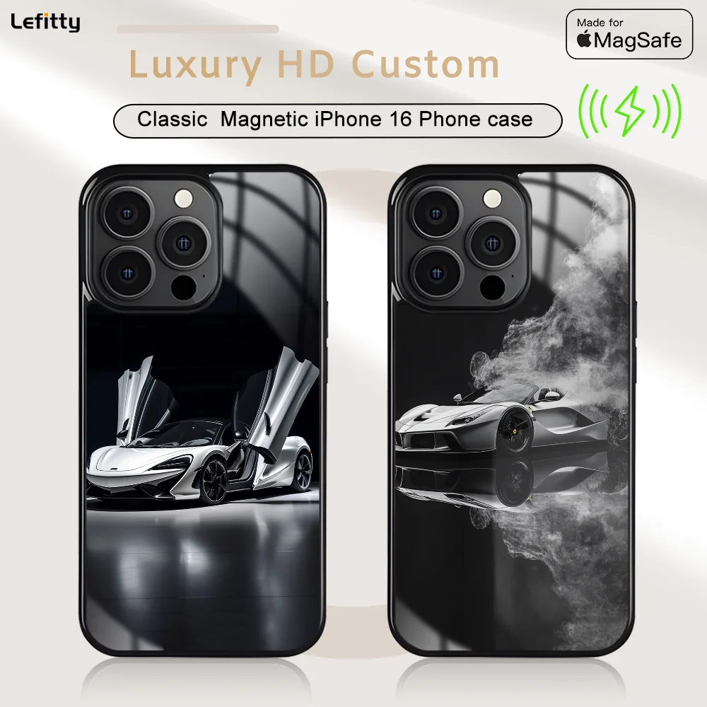 

Cool Luxury Car F-Fer-rari Phone Case For iPhone 16 15 14 13 12 11 Pro Max Plus Mini Magnetic Magsafe Wireless Charging Cover