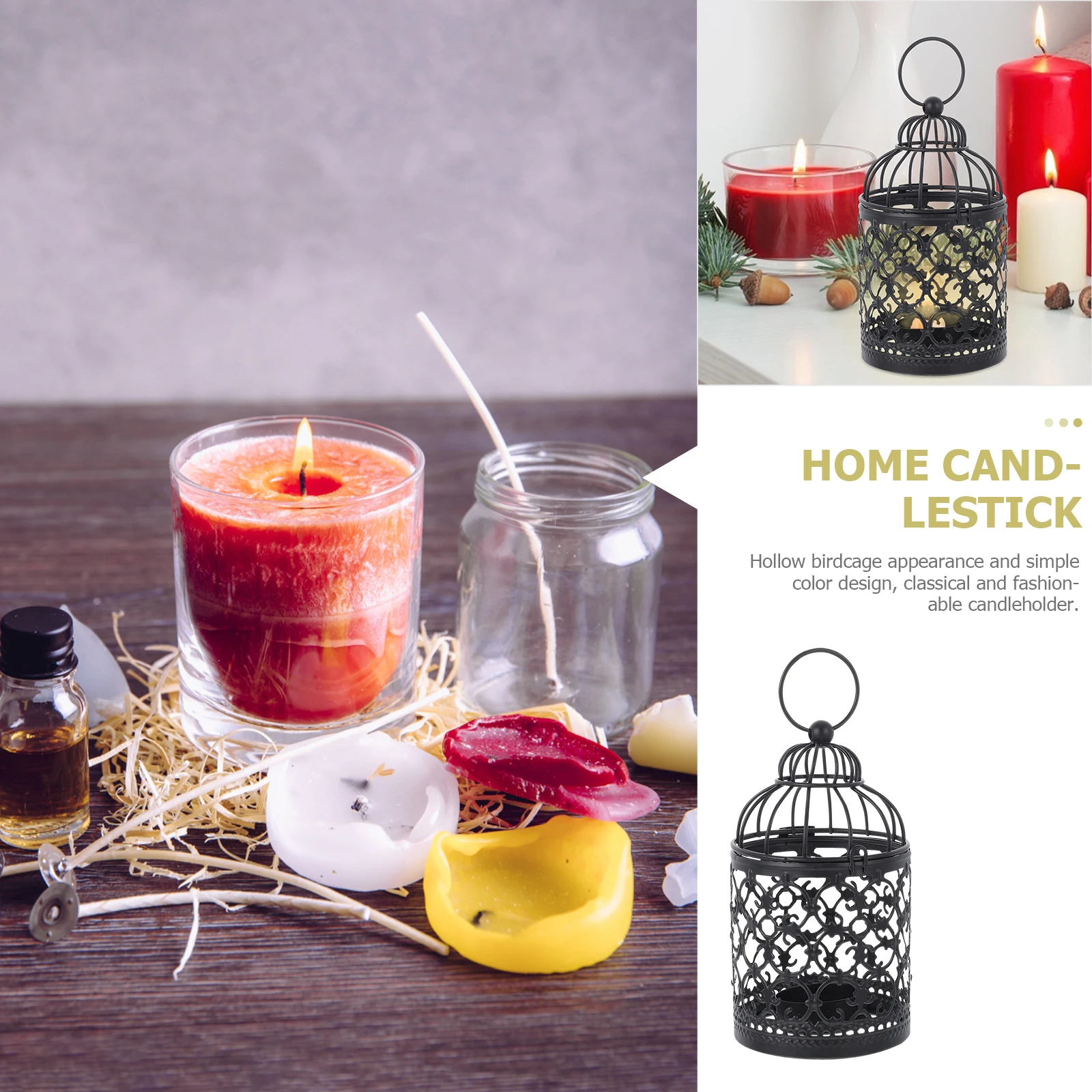 

Birdcage Candlestick Home Decor Iron Stand Hollow Birdcage Design Material Creative Shape Wedding Party Banquet Ornament