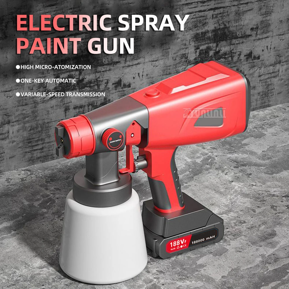 Latex Paint Sprayer,Electric Paint Spray Gun, Household Small Lithium Battery Spraying Machine, High Atomization Spray Cup