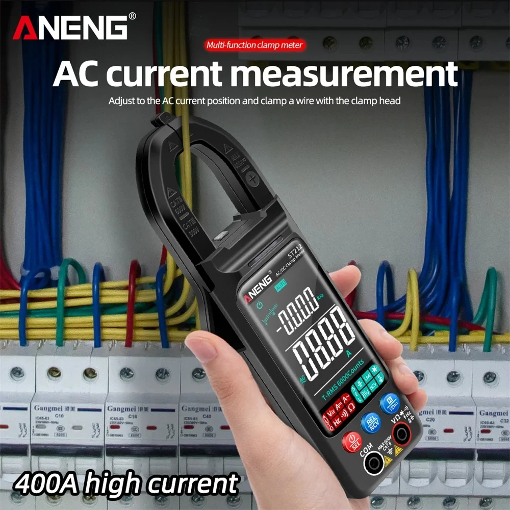 Aneng St212 Digitale Klem Meter 6000 Telt Multimeter 400a Ac/Dc Stroomversterker Meter Kleurenscherm Spanningstester Auto Hz Ncv Ohm