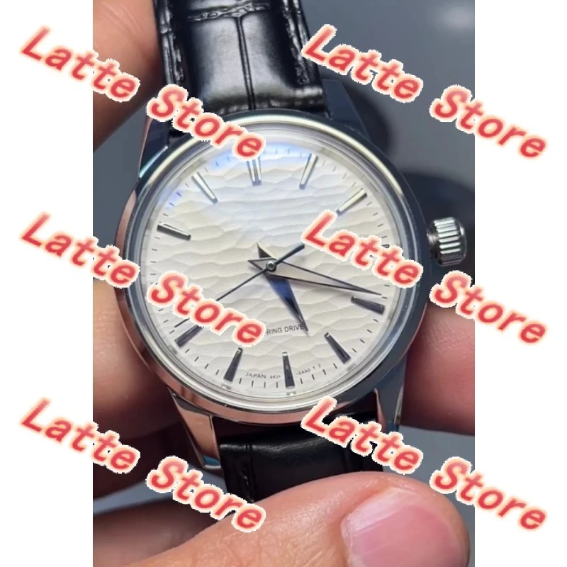 SBGY013 White Elegant Mechanical Watch Mineral Bubble Mirror Minute Hand Baking Blue Second Hand When Polished on Five Sides