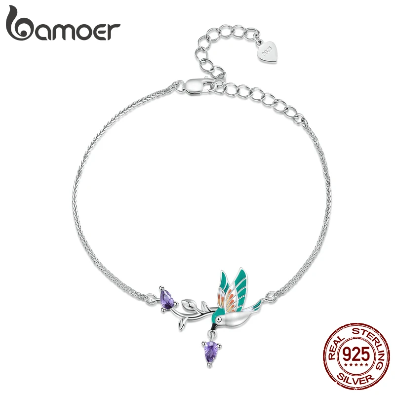 Bamoer 925 Sterling Silver Original Design Bracelet for Women Kingfisher Bracelet Silver Jewelry for Party BSB126