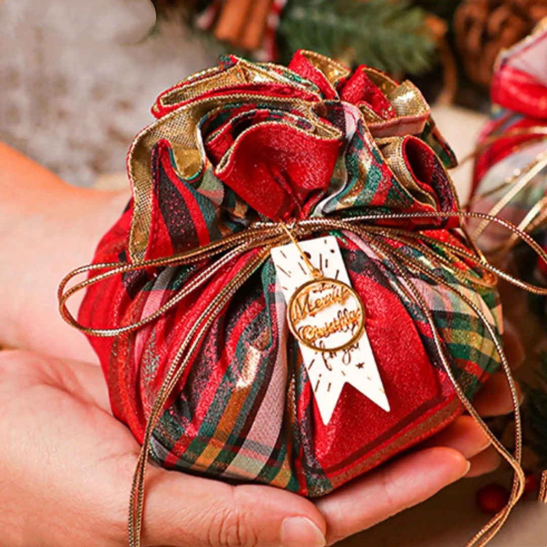 

Вино-красный клетчатый рождественский подарочный пакет, портативные сумки для конфет на шнурке, коробка для яблок в канун Рождества, упаковочная сумка для печенья и печенья для детей