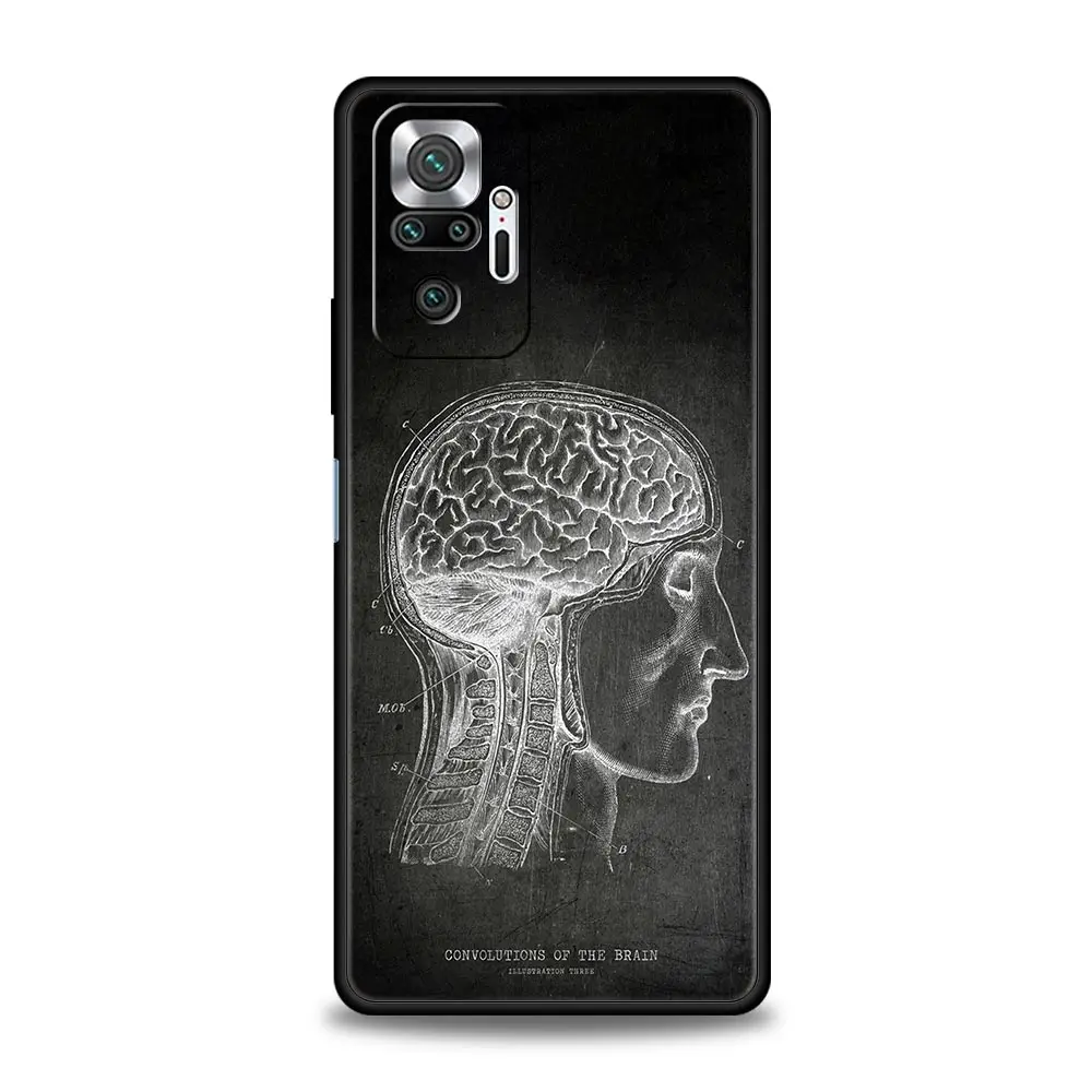 Phone Case For Xiaomi Redmi Note 13 12 5G 9S 9 8 10 11 Pro 9T 13C 12C 10C 9C 9A 7 Pro Soft Silicone Cover Chalkboard Anatomy