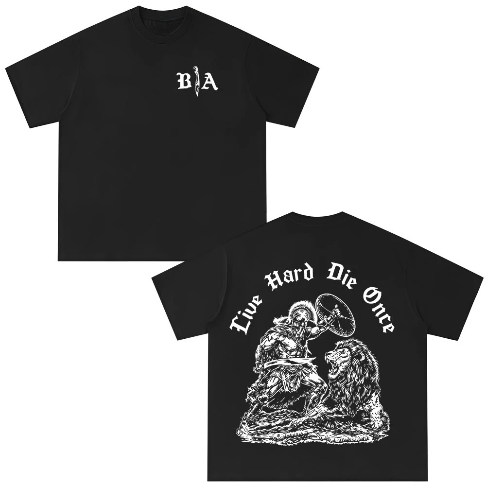 Die Once Brothers in Arms Double Sided Print T-shirt Men Women Clothing Casual pure Cotton Short Sleeves T Shirt Streetwear