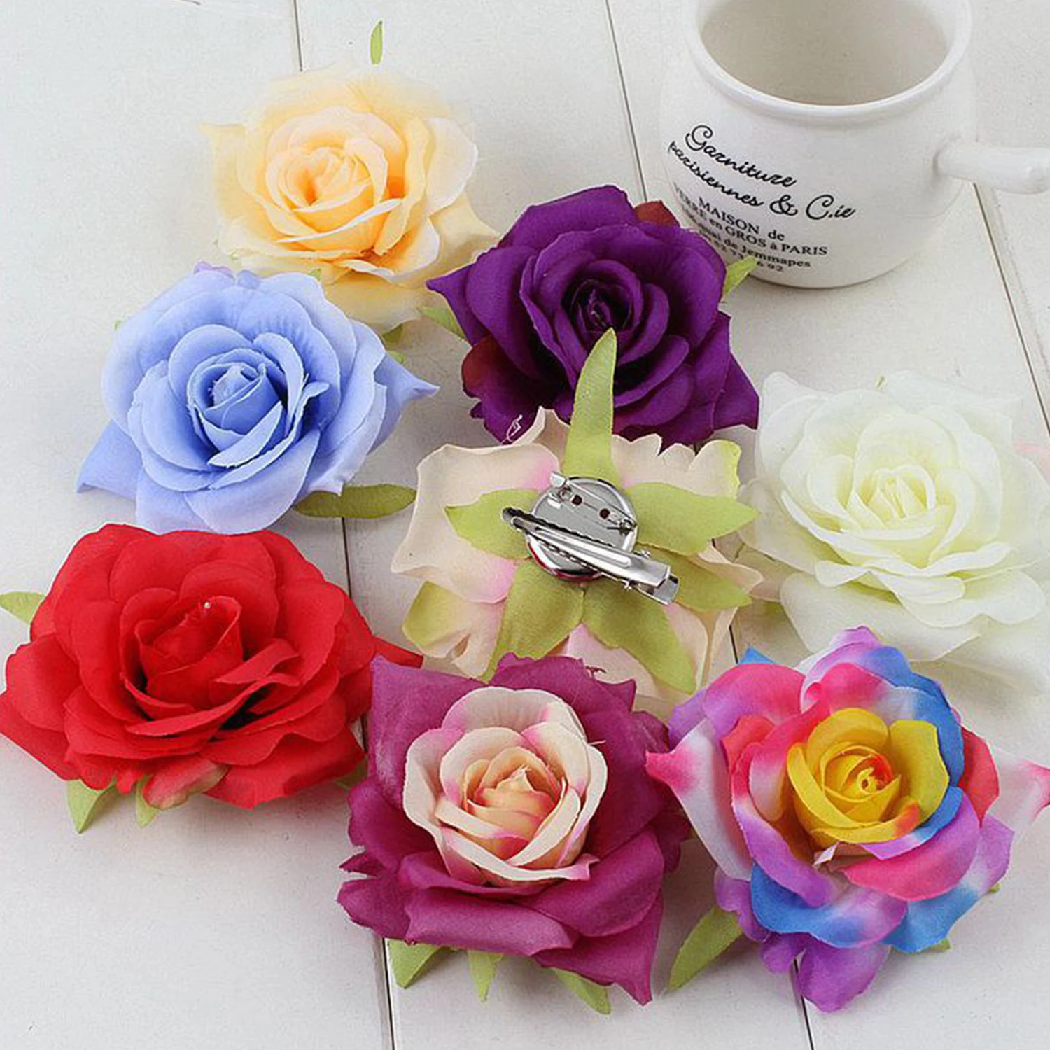 Fashion Red Cloth Rose Flower Hairpin Brooch Bridal Wedding Bridesmaid Party Artificial Rose Hair Clip Hair Accessories