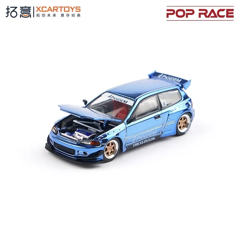 Xcartoys x POP RACE 1/64 パンデム シビック EG6 ブルー イデミツ JACCS フードデリート ダイキャストモデルカー