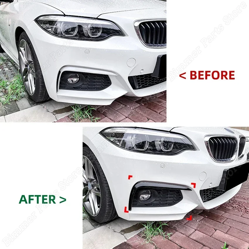 For BMW F87 M2 F22 F23 Front Bumper Lip Spoiler Fog Lamp Cover Grille 220i 228i 230i M235i M240i M Sport 2014-2022 Wind Knife