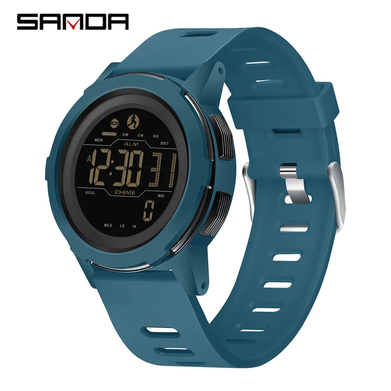 SANDA ساعة إلكترونية رياضية للرجال للنساء 50 متر مؤقت مقاوم للماء خطوة السعرات الحرارية والأميال سجل ساعة تنبيه ضوء الليل
