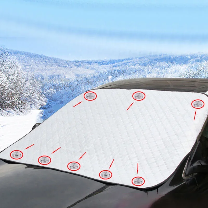 Car Windshield Snow Frost Magnetic Cover 4-Layer Magnetic Sun Shade Anti Snow Frost Ice Cover Protector Winter Car Accessories