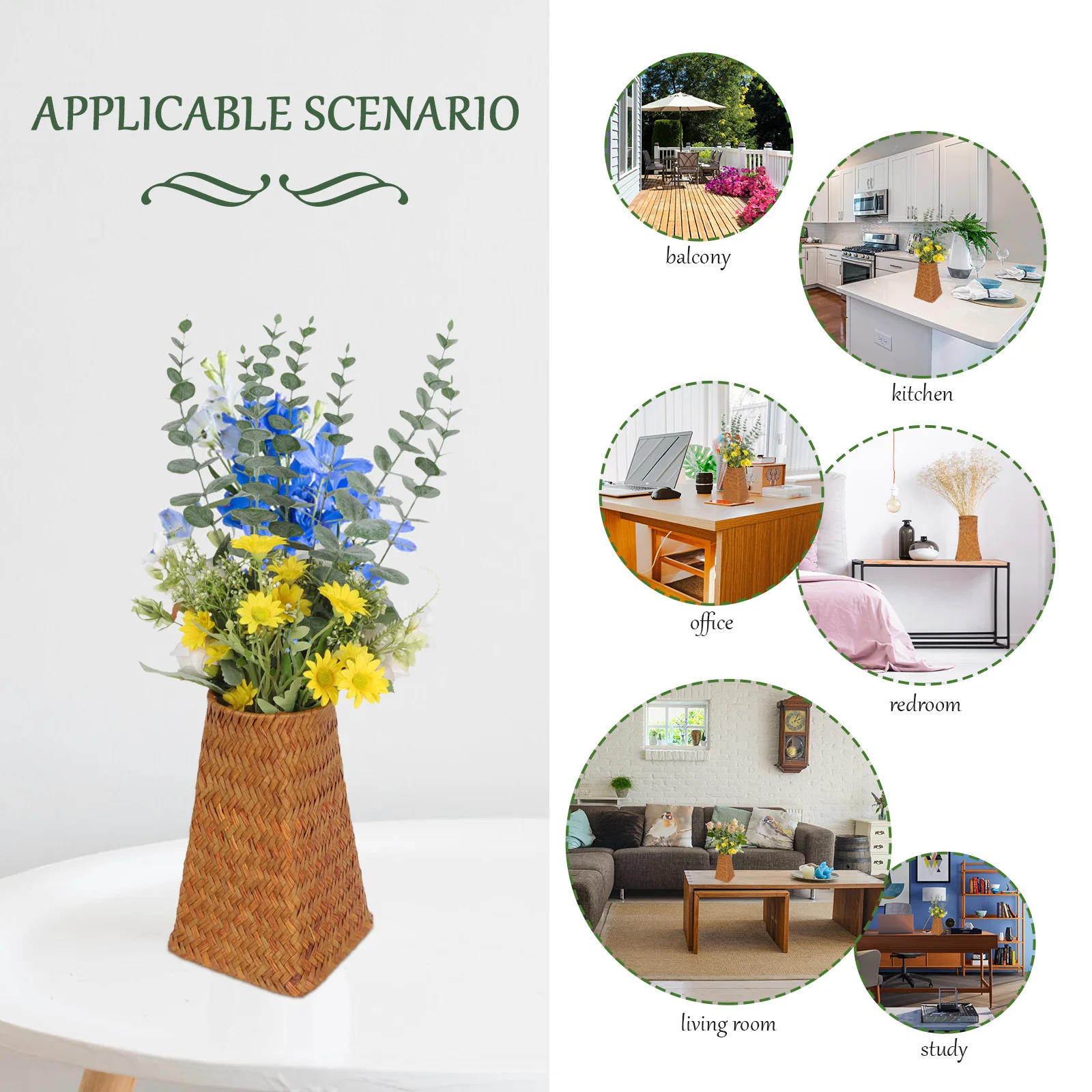 

Braided Vase Retro Pen Cylinder Decorative Flower Pot Desktop ganizer Pencil Holder Storage Basket Home Office Supply