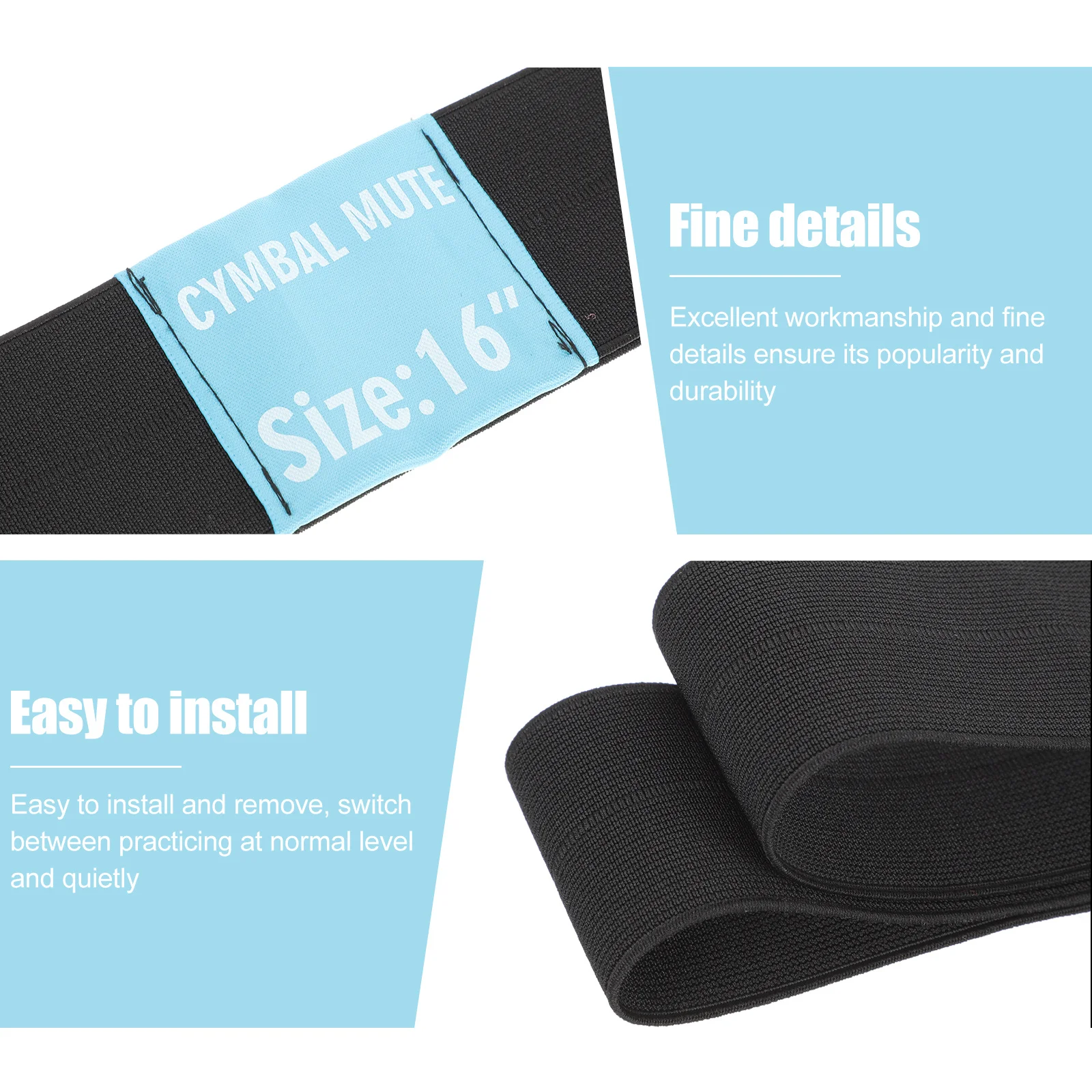 

1 Set Mute Circle Polyester Drum Dampening System Easy Install Remove Practice Quietly Concert Use Drum Accessories Supplies