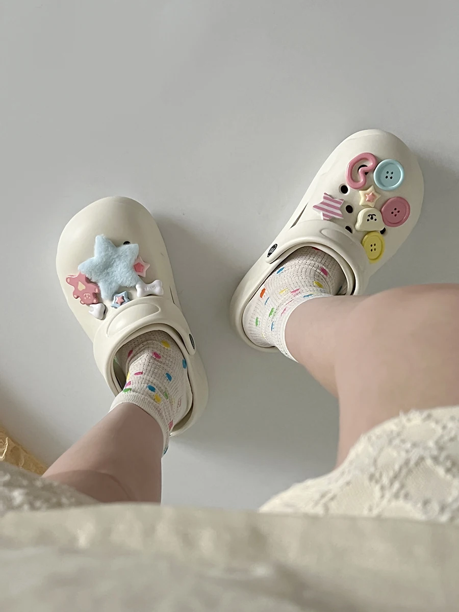 gelatogp-women's-thick-bottom-slip-on-sandals-white-anti-slip-head-cover-soft-bottom-cartoon-hole-hole-summer-outdoor-shoes