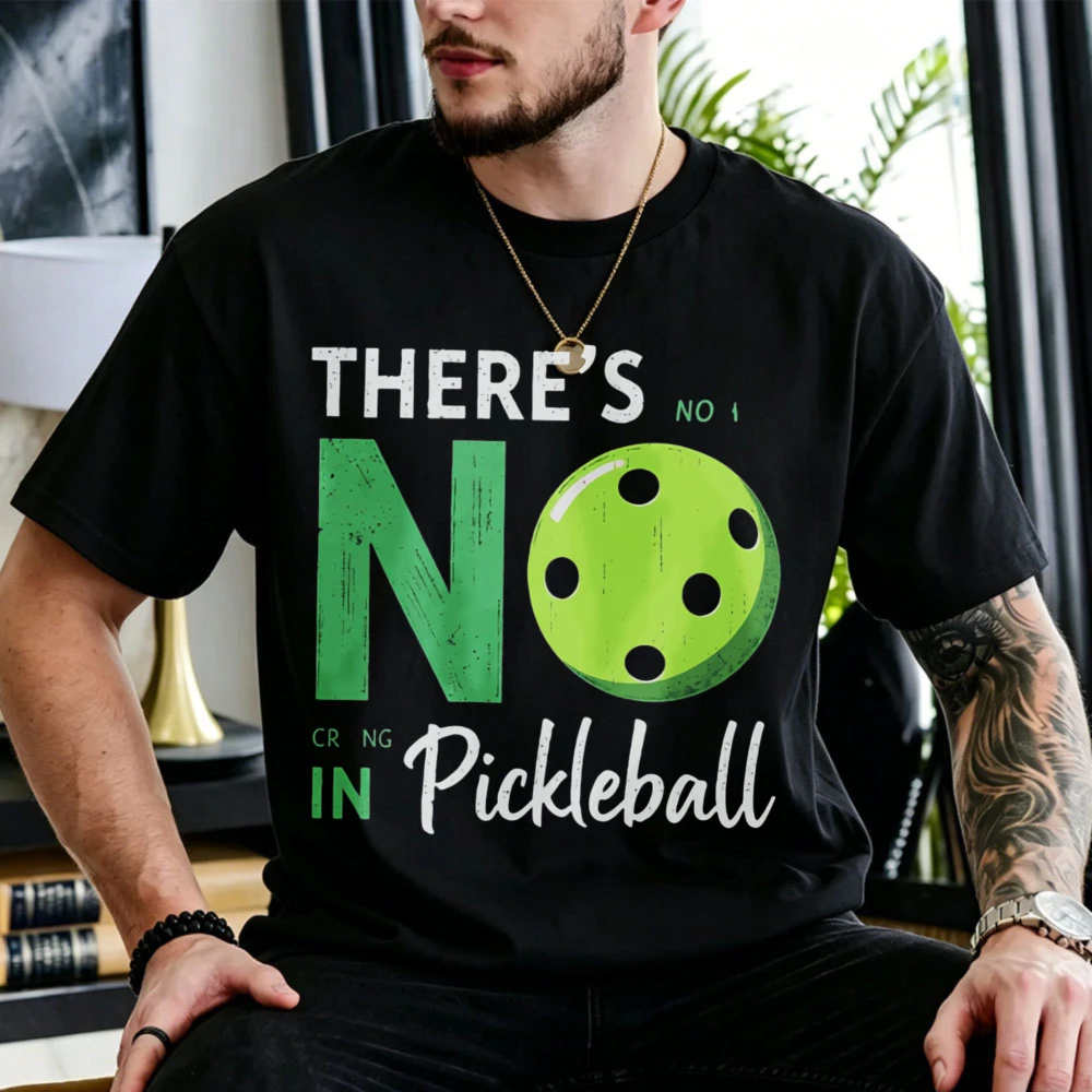 Men Women Pickleball Graphic Tshirt There's No Crying in Pickleball Vintage Cotton Casual Sport Player Costume Court Outfit Gift