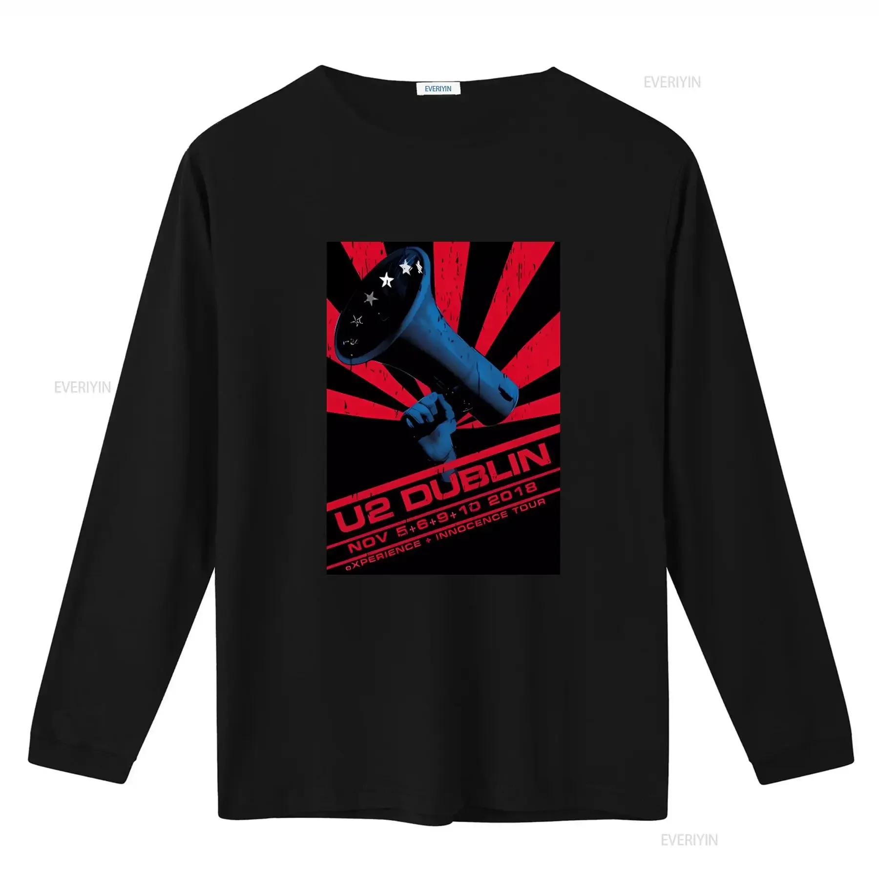 U2 Dublin Concert Tour 2018 Men's Large Black T Shirt Rock Band Music Live Print Casual Pop Style vintage Washed Comfortable
