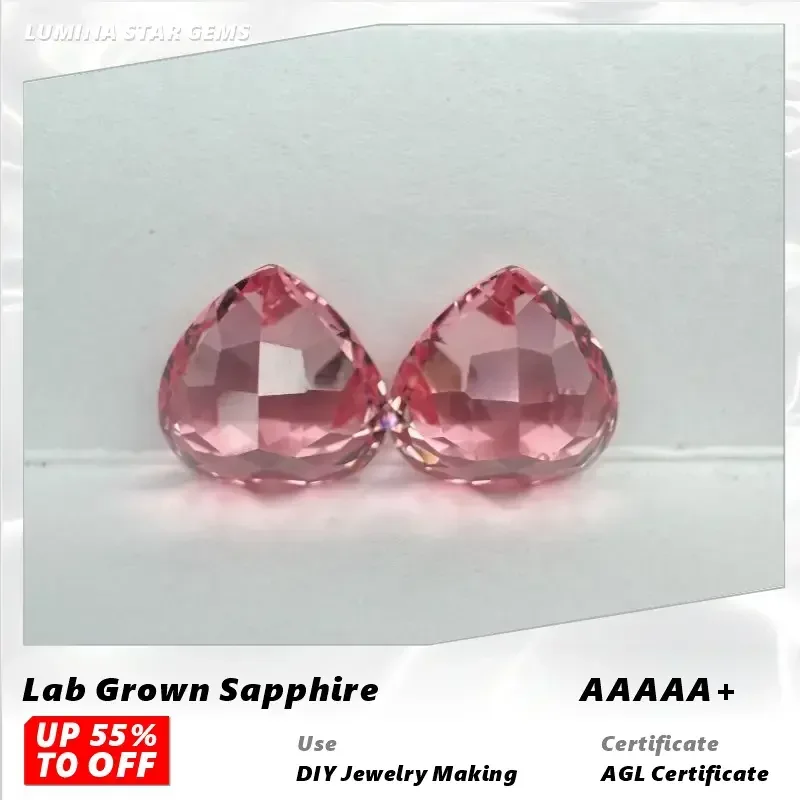 L-Lab نمت الياقوت شروق الشمس الوردي اللون القلب قطع أحجار كريمة عالية الجودة لصنع المجوهرات المواد تحديد شهادة AGL