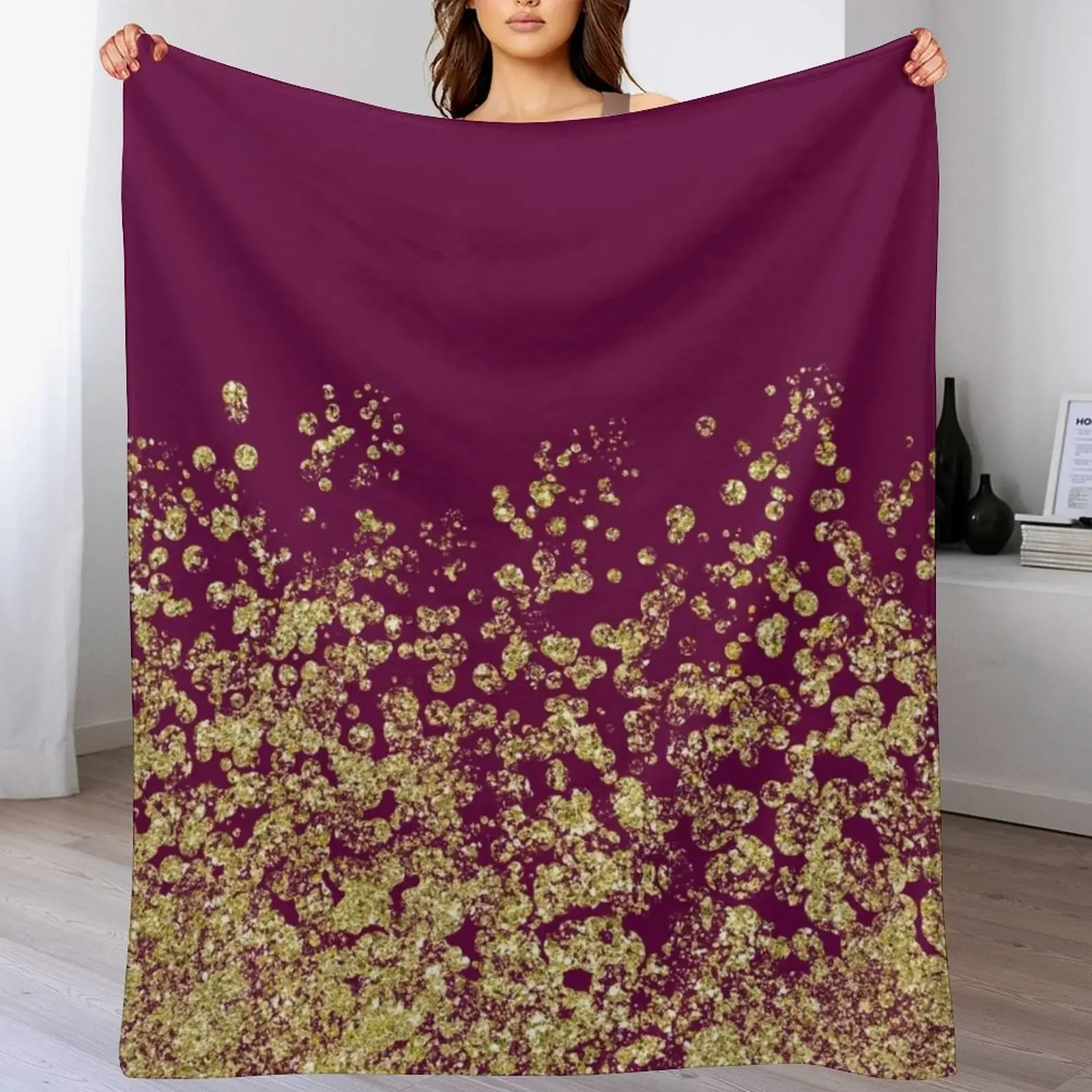 

New Golden ombre - burgundy bronze Throw Blanket Vintage valentine gift ideas Flannels Camping Blankets