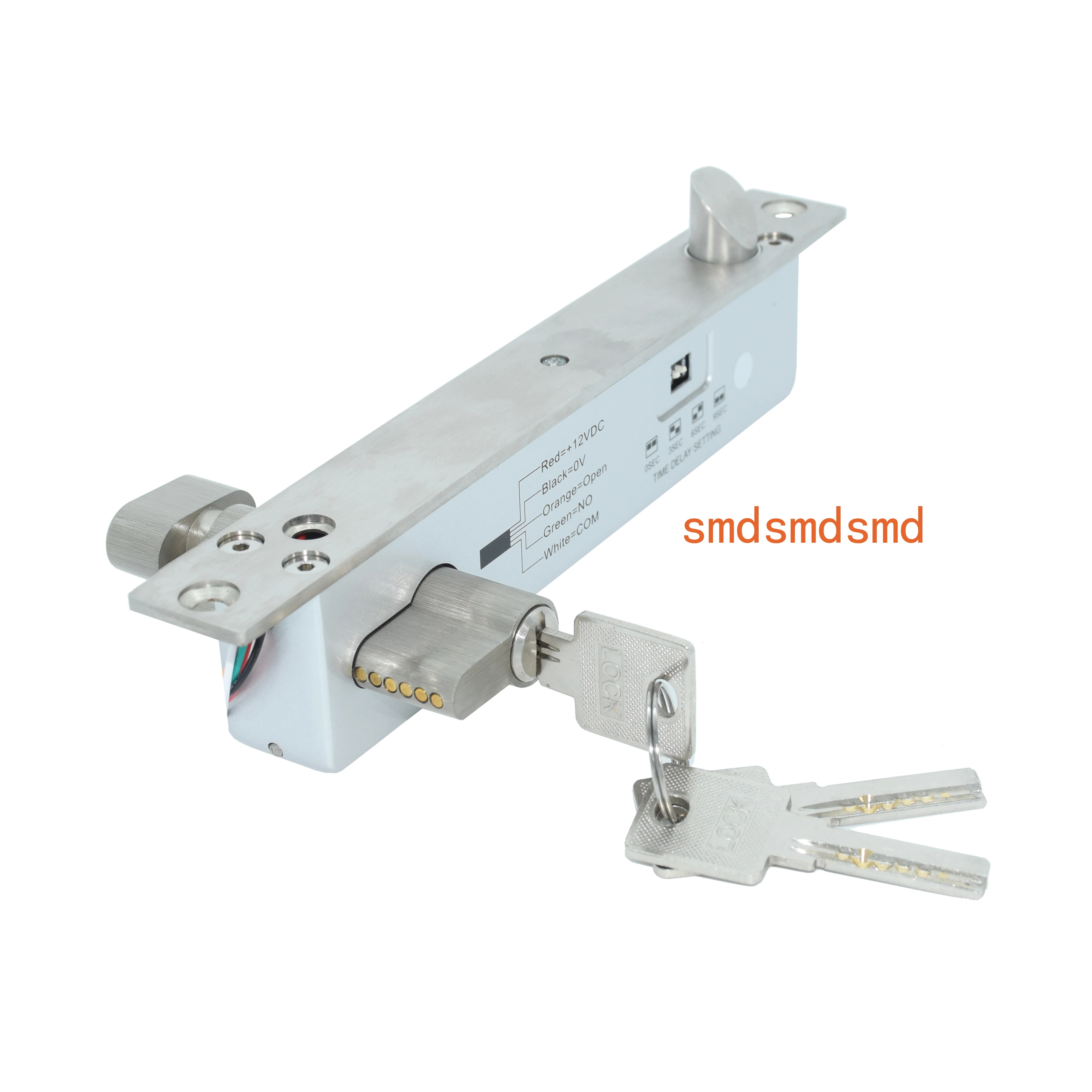 DC12V Fail Secure Electric EU Cylinder Drop Bolt Lock With Bevel Bolt Mechanical Key