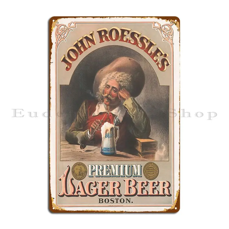 John Roessle S Premium Lager Beer Boston 1877 Metal Sign Plaques Pub Club Designer Home Tin Sign Poster