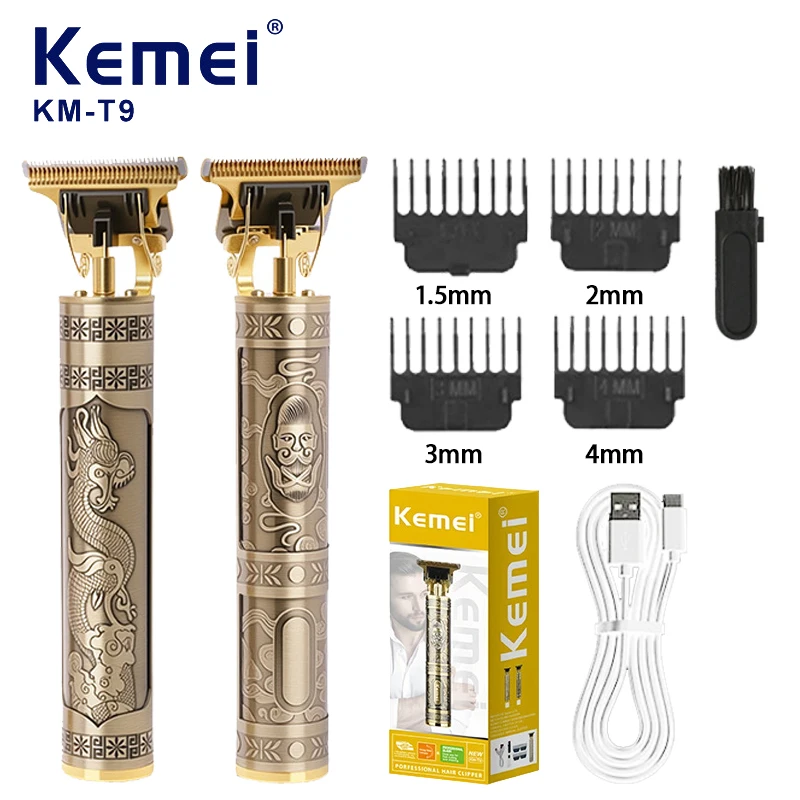 KEMEI KM-T9 Electric Hair Clipper Professional USB  Clipper Professional Beard Trimmer Haircut Grooming Kit Hair Cutting Machine