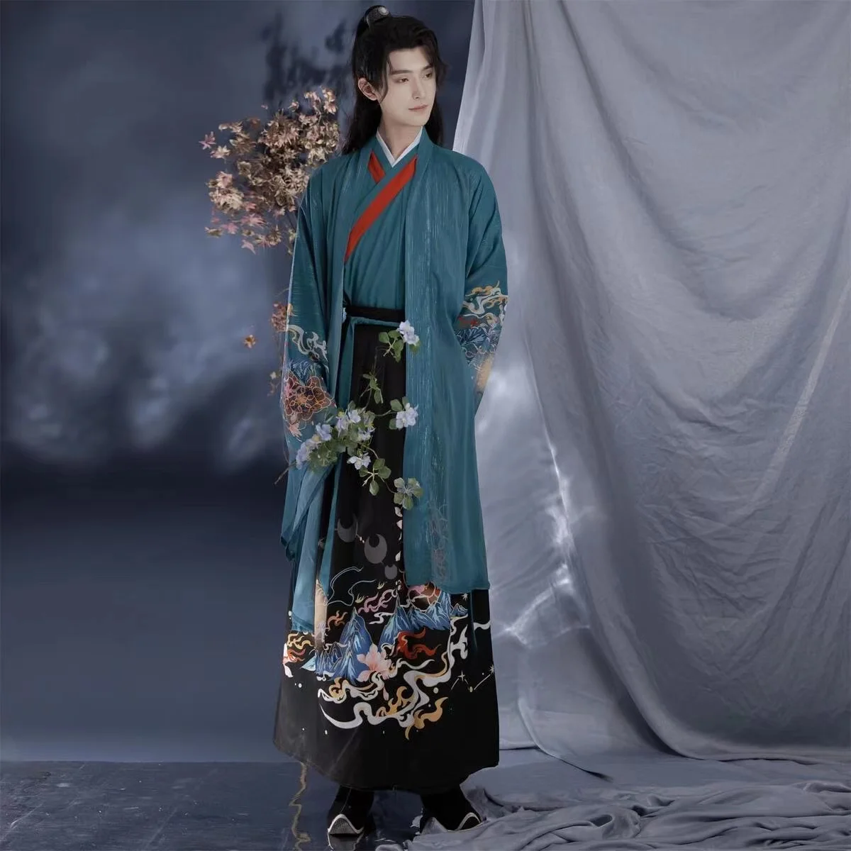 Original Song Dynasty Men's Hanfu Traditional Chinese Costume Clothing INS Vintage Immortal Male Cosplay Dress Robe Set Boys