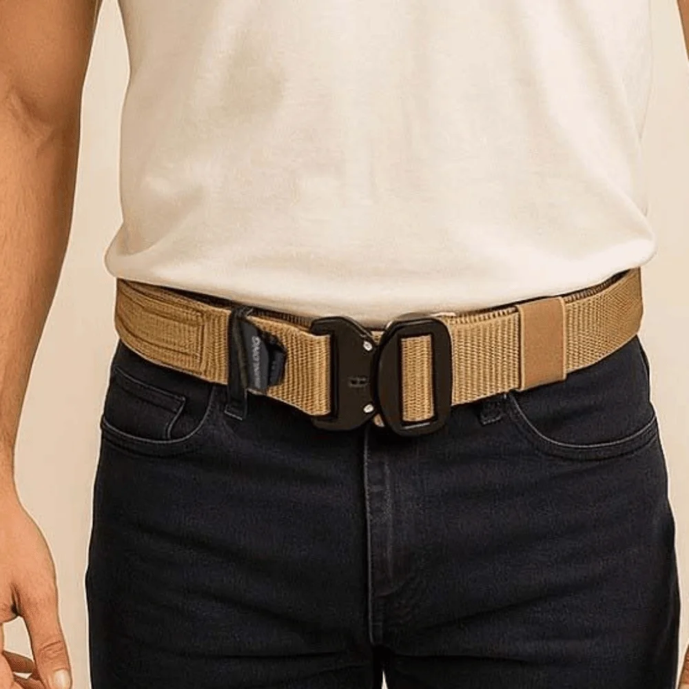 

Adjustable 2 In 1 Waistband Alloy Buckle Reversible Magic Tape‌ Strap Belt Polyester Solid Color Mounted Waistband