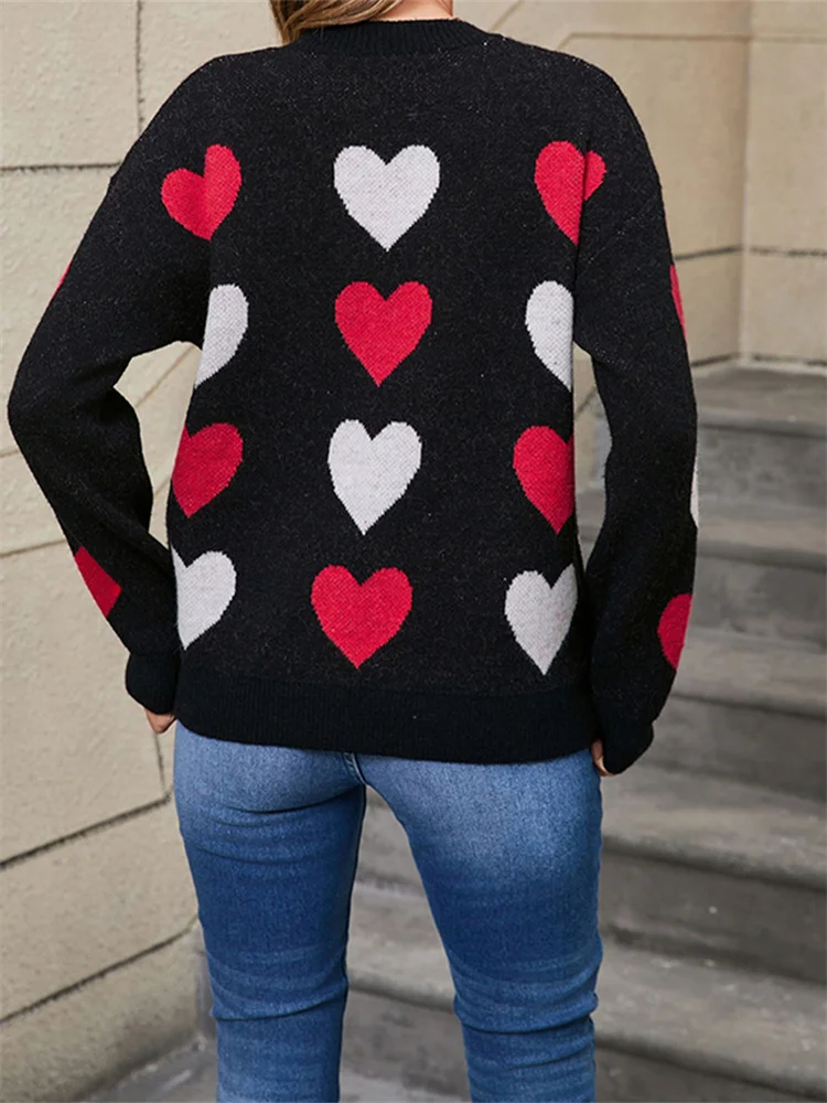 CHRONSTYLE donna san valentino maglioni lavorati a maglia modello cuore manica lunga girocollo pullover autunno inverno maglioni Casual top