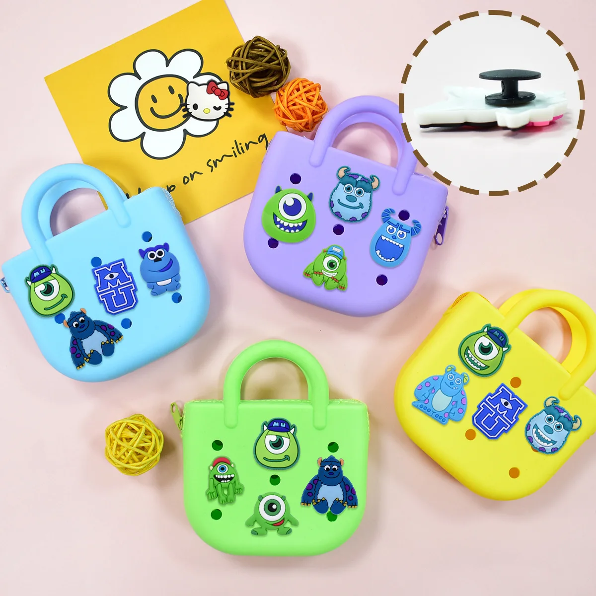 Mesuca Cartoon Monsters University Shoe Charms Soft PVC Detachable Hole Shoe Decorations DIY Cute Bag Ornament  Accessories