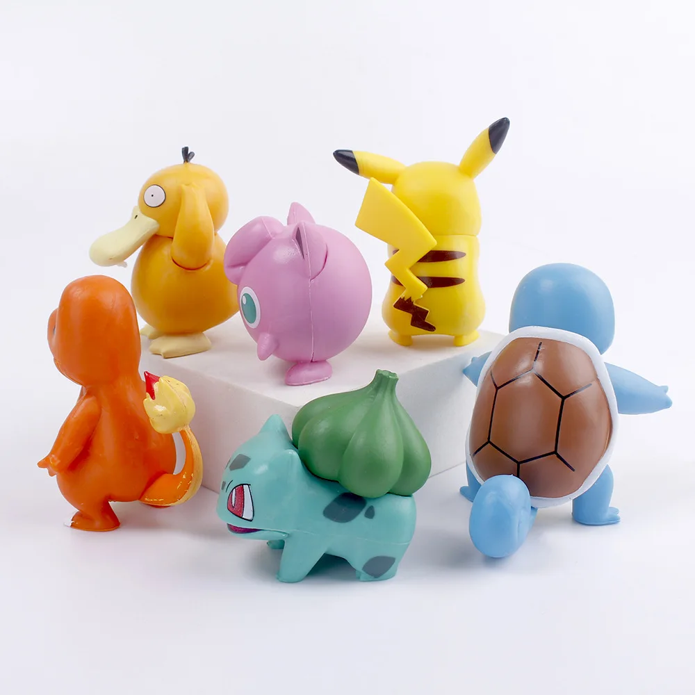 6 sztuk/partia Pokemon Anime zabawki słodkie Pikachu Psyduck PVC ozdoby do dekoracji ciast figurka lalka Model dla dzieci prezenty urodzinowe