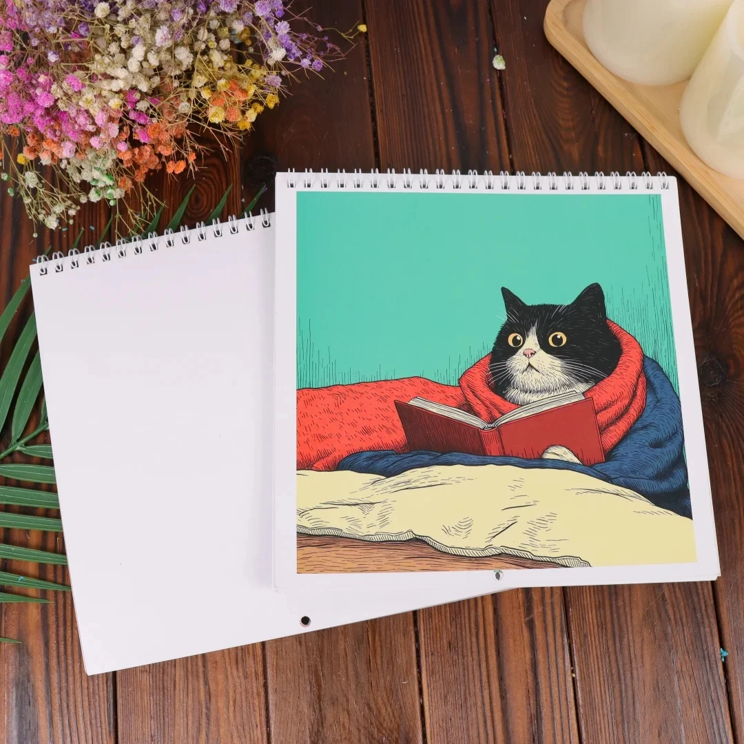 تقويم حائطي 2026 تقويم حائطي شهري قابل للتعليق بتصميم قطة، تقويم منظم لتخطيط الأسرة لمدة 12 شهرًا، مناسب للمنزل والمكتب #6