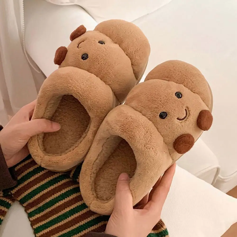 

Cute kawaii Bread Winter Cotton Slippers Soft Non-slip Flat Shoes Thickened Bottom Lightweight Cotton Shoes Winter