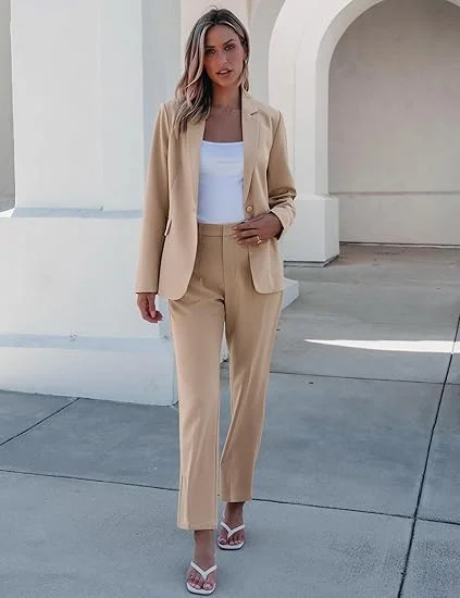 Tesco Customized Women's Two Piece Sets Pants Suits Dressy Business Casual Outfits Professional Blazer Pantsuits Set Work Office
