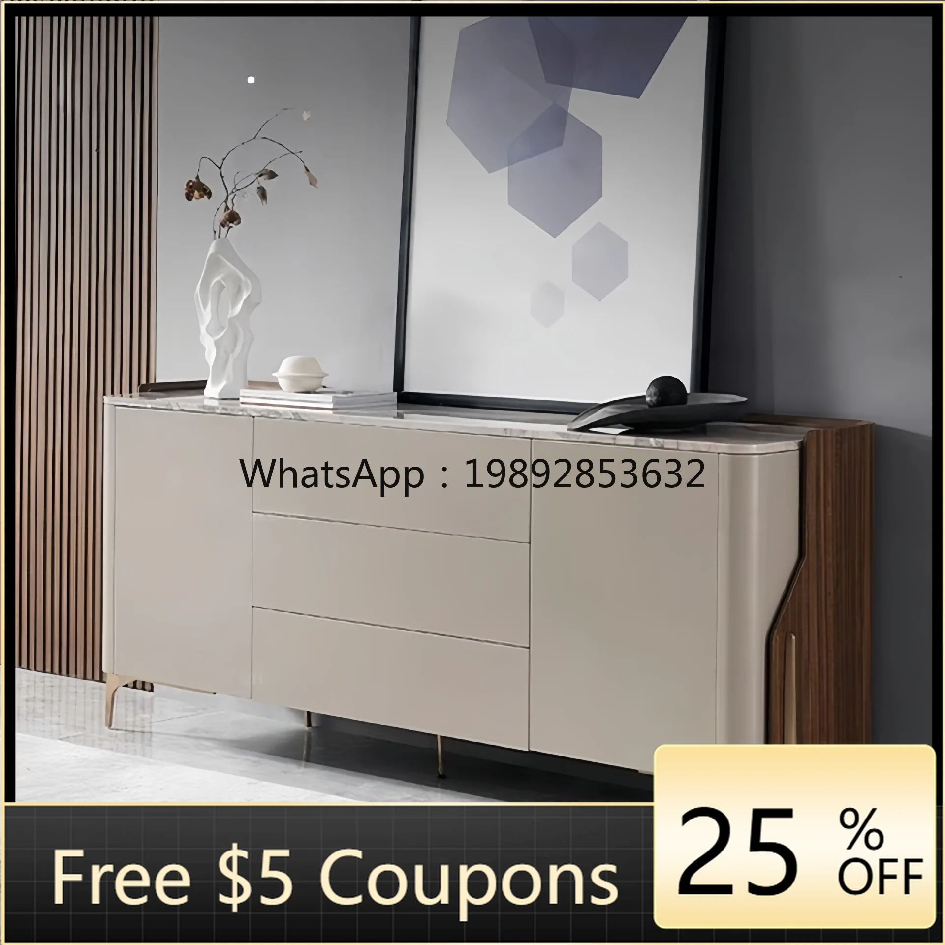 

LYY Light Luxury Natural Marble Sideboard Modern Minimalist Storage Wine Restaurant Home Entrance Cabinet
