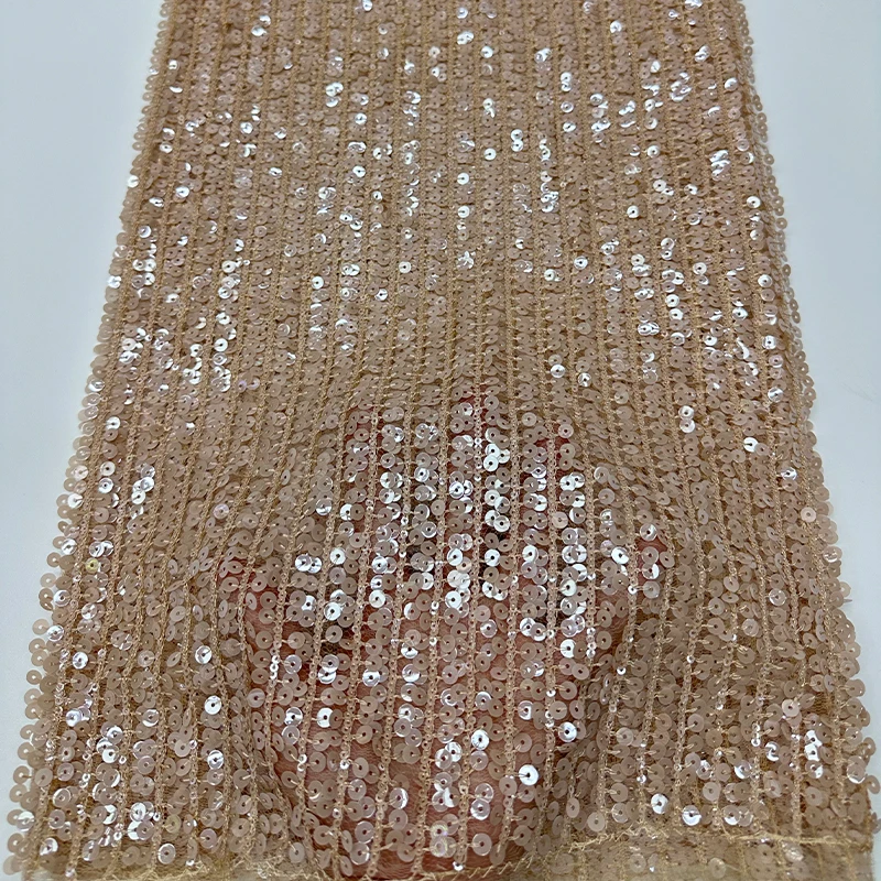 French high-quality mesh fabric, African fashionable sequins, random stripes, sequins, handicrafts, lace and embroidery fabric