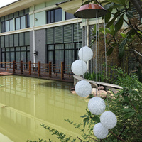 Solar Powered Wind Chime LED Hanging Lamp Yarn Balls Copper Shell Aeolian Bells Soft Patio Yard Lights Waterproof