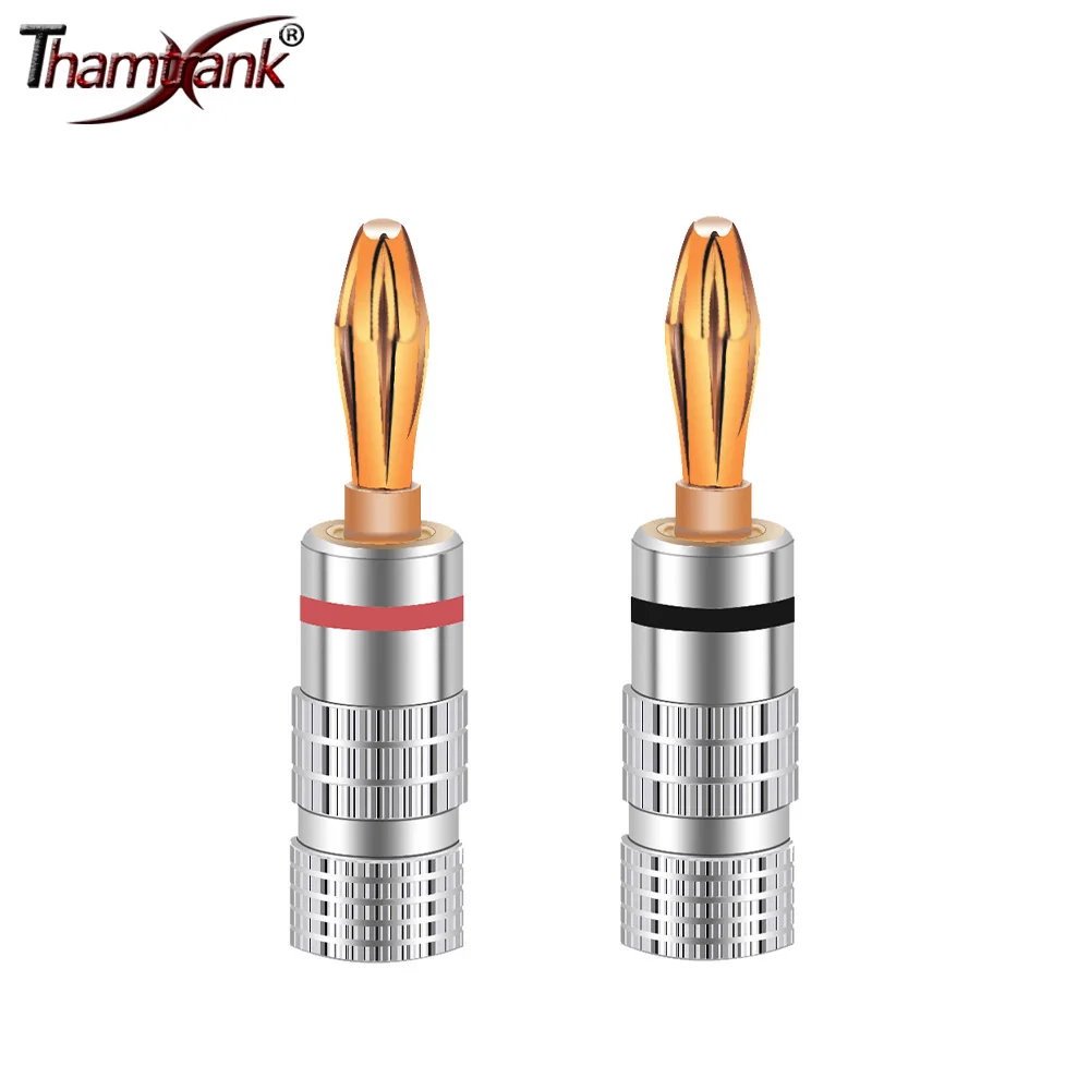 10 шт. 24K позолоченный 4 мм разъем типа «банан» с винтовым замком для аудиоразъема, разъемы для динамиков, черный и красный