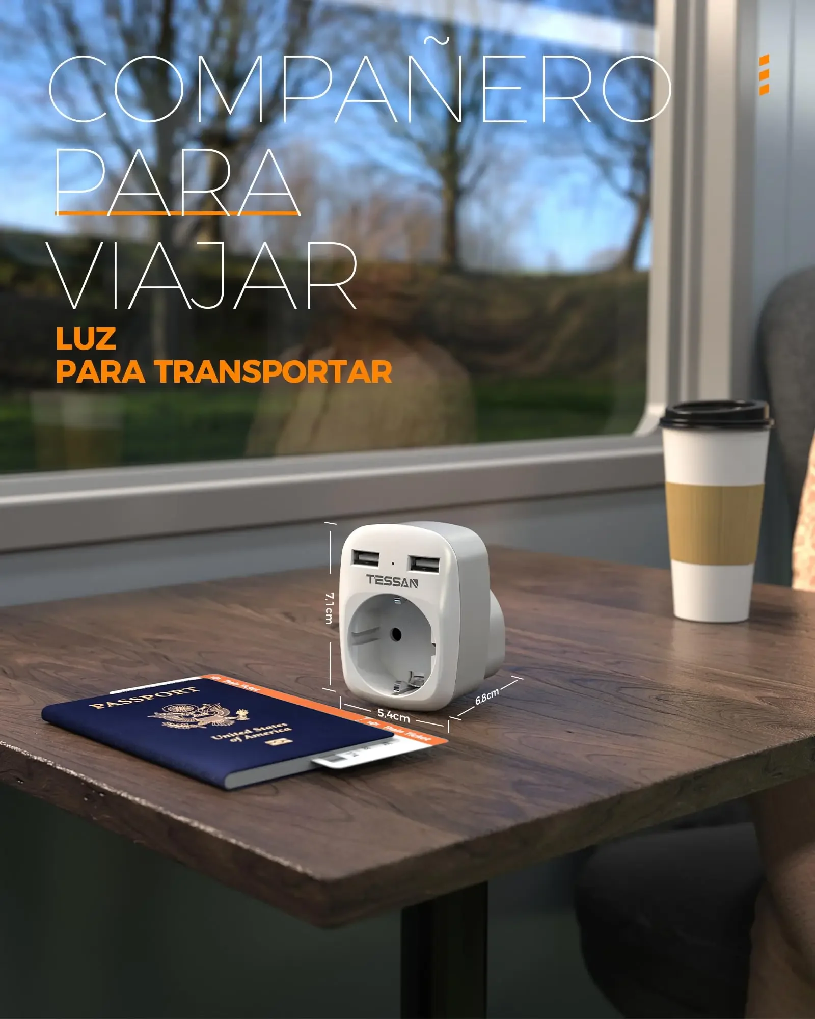 TESSAN EU Euro European to UK Travel Adapter Portable Wall Socket with 1 Outlet & 2 USB Ports Type G Plug England Adapter Socket