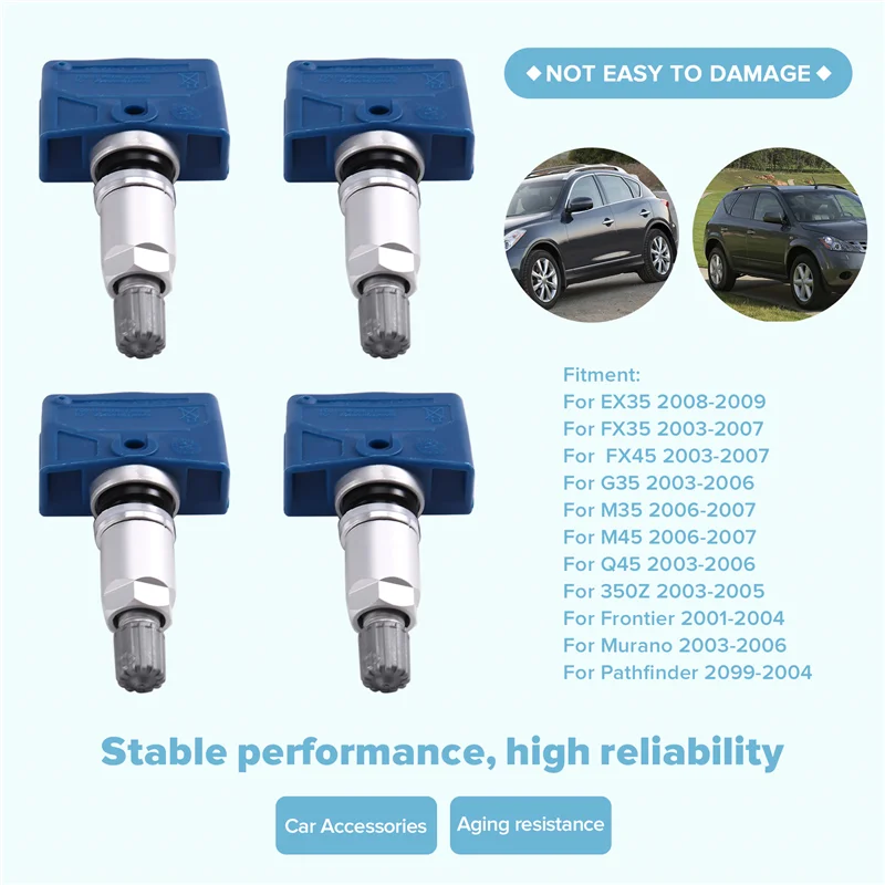 

4 Piece Car Tire Pressure Sensor 315Mhz For Infiniti FX35 FX45 Nissan Murano Frontier 2003-2009 40700CD001 40700JA02B