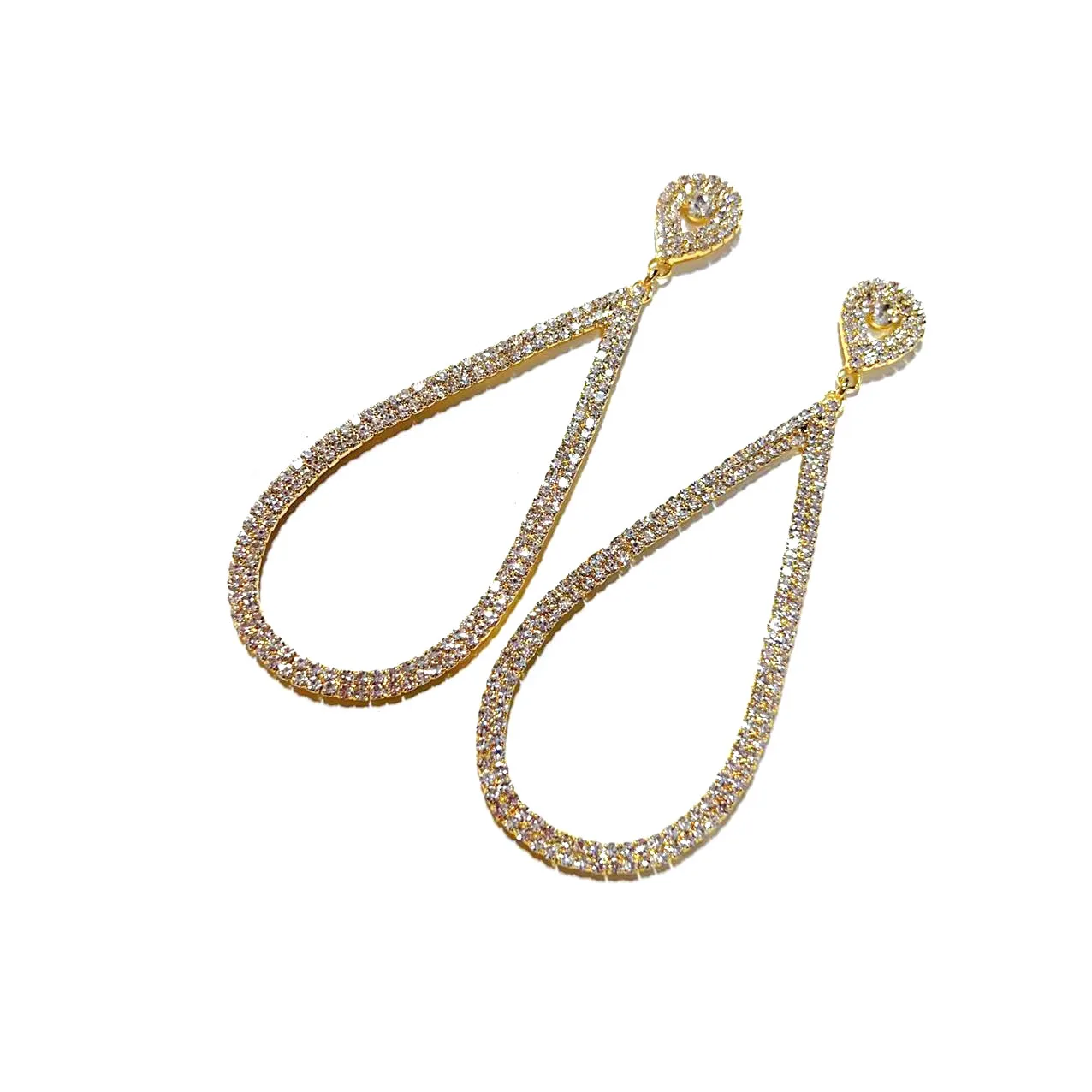 أقراط جديدة على شكل قطرة ماء مجوفة أوروبية وأمريكية متعددة الاستخدامات أقراط هندسية من حجر الراين للولائم النسائية وp