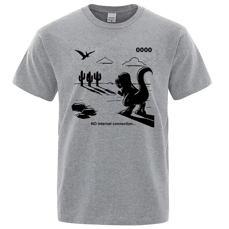 Men's T-shirt Cotton Blend Casual Funny Dinosaur Print T-shirt Loose O-neck Summer Tshirt Short Sleeve T-shirt Male Shirts Top